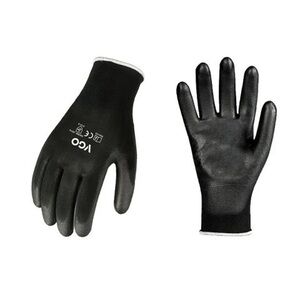 Size 9/L VGO 15 Pairs Safety Work Gloves PU2103 Black Gardening Dipping Yard